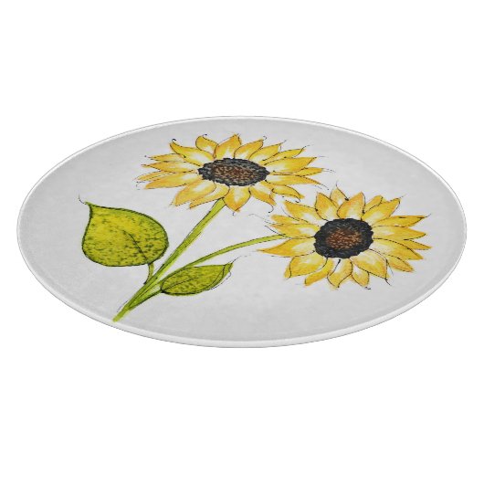 "ZonnebloemDuet" Snijplank (Hoek)