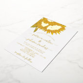 Zonnebloemelegant goudfolie, chic script bruiloft folie uitnodiging (Gedraaid)