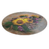 Zonnebloemen 12" Rond Snijplank (Hoek)