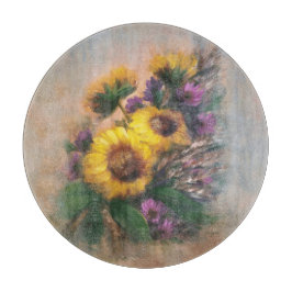 Zonnebloemen 12" Rond Snijplank