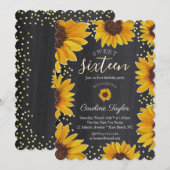 Zonnebloemen 16e verjaardag schoolbord kaart (Voorkant / Achterkant)