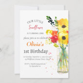 Zonnebloemen 1e Eerste Verjaardag Meisje Country F Kaart (Voorkant)