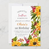 Zonnebloemen 1e Eerste Verjaardag Meisje Country F Kaart (Voorkant)