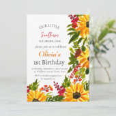 Zonnebloemen 1e Eerste Verjaardag Meisje Country F Kaart (Staand voorkant)