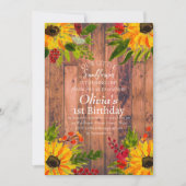 Zonnebloemen 1e Eerste Verjaardag Meisje Country F Kaart (Voorkant)