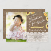 Zonnebloemen 1e verjaardag Baptisme | Cumple Bauti Kaart (Voorkant / Achterkant)