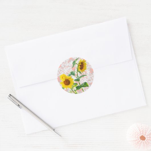 Zonnebloemen 2 ronde sticker (Envelop)