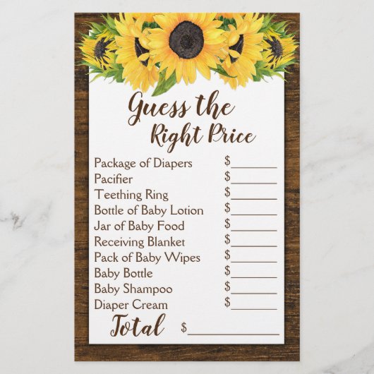 Zonnebloemen 2 Shower Games raden prijs en Baby vo (Voorkant)