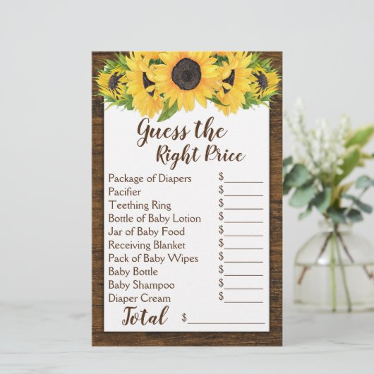 Zonnebloemen 2 Shower Games raden prijs en Baby vo (Staand voorkant)
