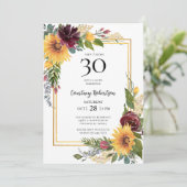 Zonnebloemen 30e verjaardag kaart (Staand voorkant)