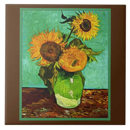 Zonnebloemen, 3, door Vincent van Gogh Tegeltje (Voorkant)