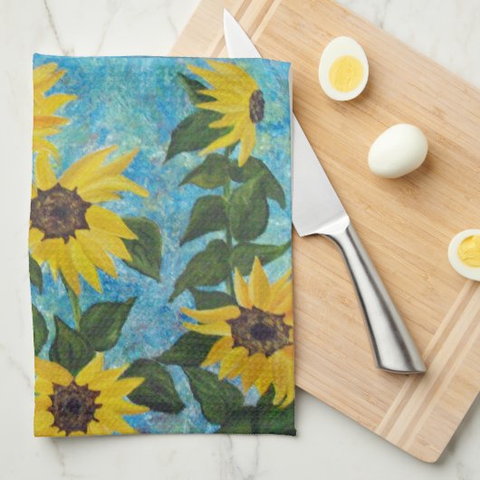 Zonnebloemen #3 - Een keukenhanddoek (Quarter Fold)