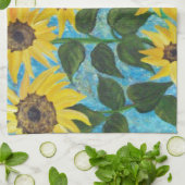 Zonnebloemen #3 theedoek (Gevouwen)