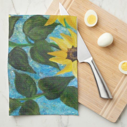 Zonnebloemen #3 theedoek (Quarter Fold)