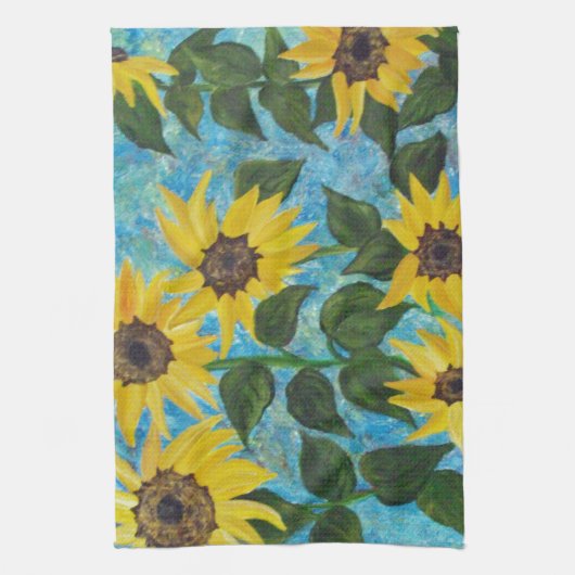 Zonnebloemen #3 theedoek (Verticaal)