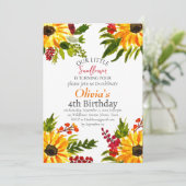 Zonnebloemen 4e verjaardag land bloemen kaart (Staand voorkant)