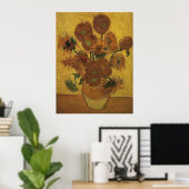 Zonnebloemen 4e versie met Oranje achtergrond Poster (Thuiskantoor)