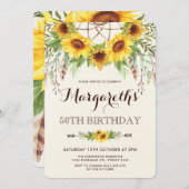 Zonnebloemen 50e verjaardag van Boho Feathers Kaart (Voorkant / Achterkant)