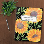 Zonnebloemen Aangepast 2023 Planner<br><div class="desc">Deze unieke Planner is versierd met gele waterverf zonnebloemen en groene bladeren op een zwarte achtergrond. Eenvoudig aan te passen met jouw naam en jaar. Omdat wij ons kunstwerk creëer,  zult u dit nauwkeurige afbeelding niet vinden van andere ontwerpers. Oorspronkelijke Waterverf © Michele Davies.</div>