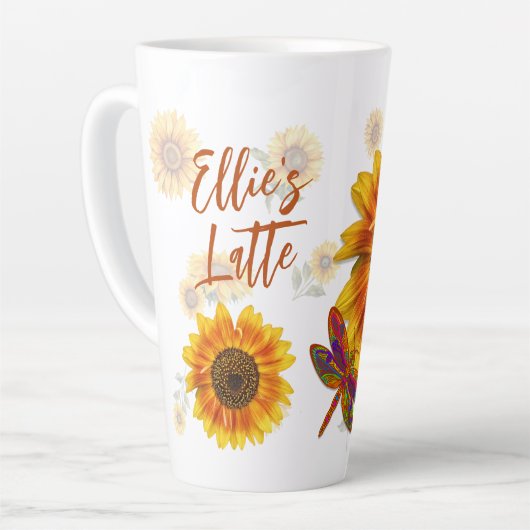 Zonnebloemen Aangepast Latte Mok (Linkerhoek)