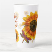 Zonnebloemen Aangepast Latte Mok (Voorkant)