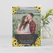 Zonnebloemen aangepaste foto bruiloft kaart (Staand voorkant)
