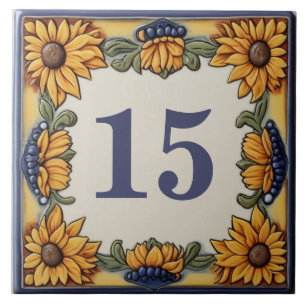 Zonnebloemen Aangepaste huisnummer Bord Tekenplaat Tegeltje