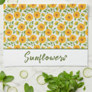 Zonnebloemen aangepaste keukenhanddoek