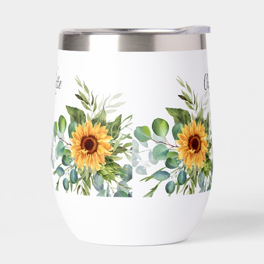 Zonnebloemen aangepaste monogram initialen naam (Links)