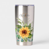 Zonnebloemen aangepaste monogram initialen naam geïsoleerde drinkbeker (Voorkant)