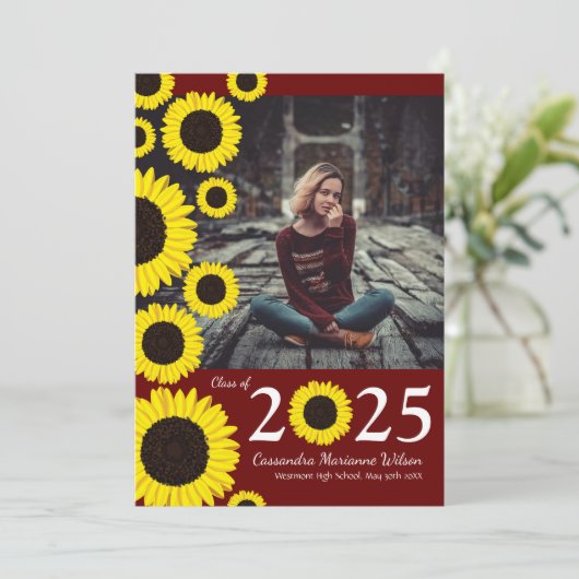 Zonnebloemen — Aankondiging van het Afstuderen van (Staand voorkant)