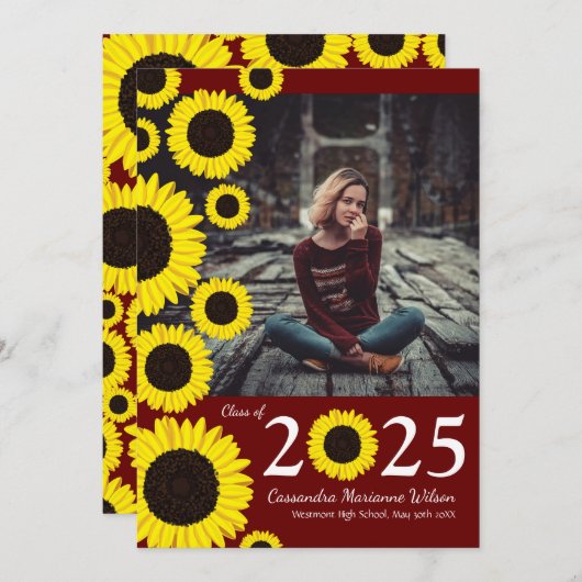 Zonnebloemen — Aankondiging van het Afstuderen van (Voorkant / Achterkant)