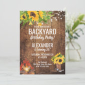 Zonnebloemen achtertuin Bonfire Verjaardag Uitnodi Kaart (Staand voorkant)