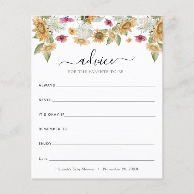 Zonnebloemen Advies voor de aanstaande ouders (Voorkant)