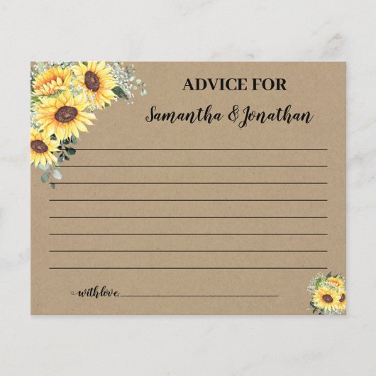 Zonnebloemen Advies voor Gelukkig Koppel Bruiloftk Flyer (Voorkant)