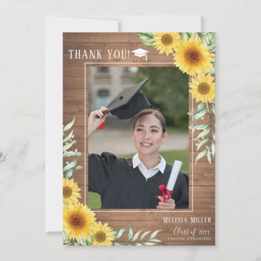 Zonnebloemen Afstuderen - Hartelijk dank Kaart (Voorkant)