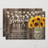 Zonnebloemen Afstuderen Jar Rustic Barn Wood Kaart (Voorkant / Achterkant)