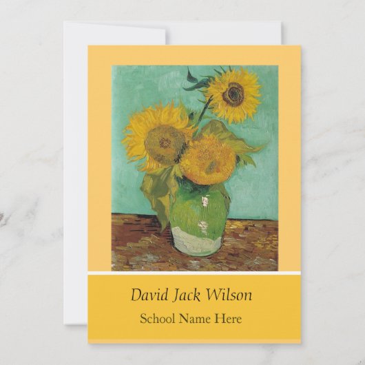  zonnebloemen afstuderen kaart (Achterkant)