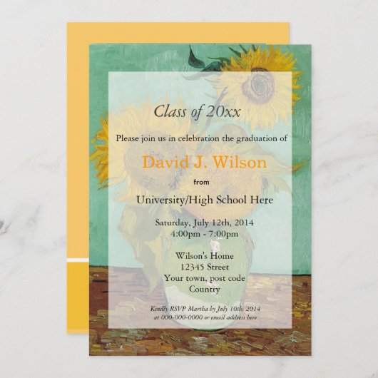 zonnebloemen afstuderen kaart (Voorkant / Achterkant)
