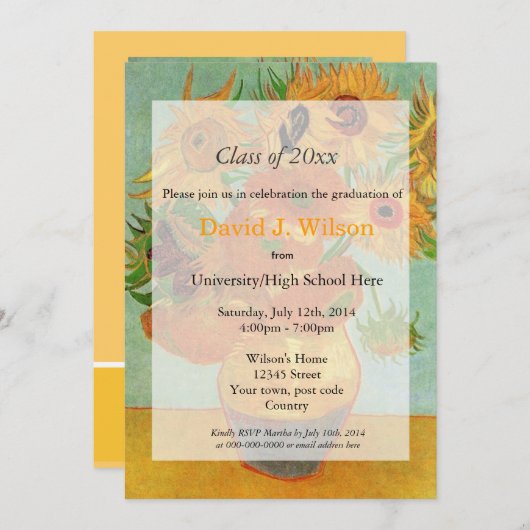  zonnebloemen afstuderen kaart (Voorkant / Achterkant)