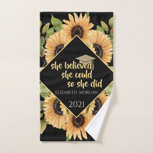 Zonnebloemen Afstuderen Pet Bad Handdoek (Handdoek)