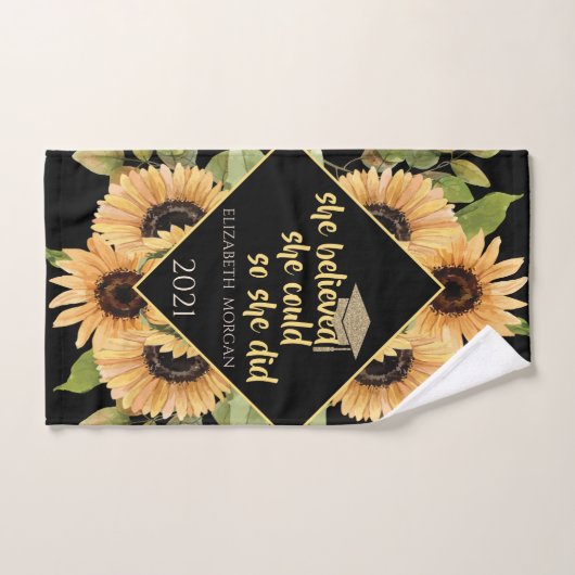 Zonnebloemen Afstuderen Pet Bad Handdoek (Handdoek)