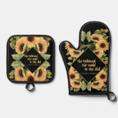 Zonnebloemen Afstuderen Pet Ovenwant & Pannenlap Set (Voorkant)