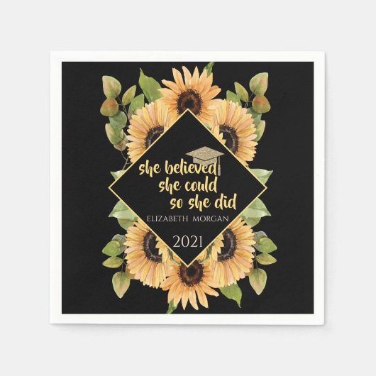 Zonnebloemen Afstuderen Pet Servet (Voorkant)