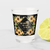 Zonnebloemen Afstuderen Pet Shot Glas (Voorkant)