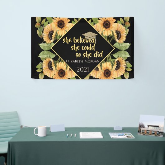 Zonnebloemen Afstuderen Pet Spandoek (Beurs)