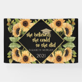 Zonnebloemen Afstuderen Pet Spandoek (Horizontaal)