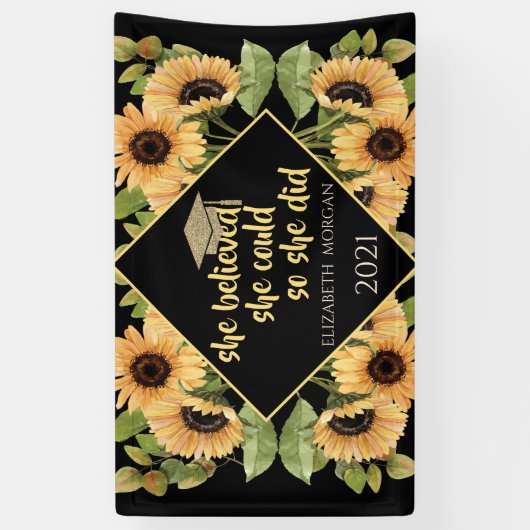 Zonnebloemen Afstuderen Pet Spandoek (Verticaal)