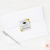 Zonnebloemen Afstuderen wit hout Vierkante Sticker (Envelop)