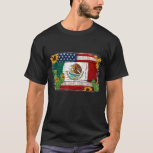  zonnebloemen Amerikaanse vlag Mexicaanse vlag T-shirt
